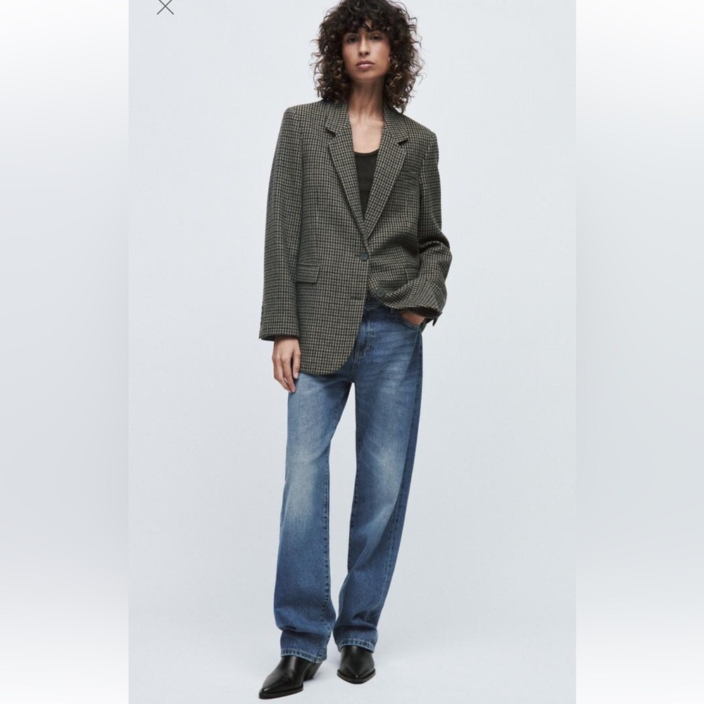 Zara Wool Blend Plaid Blazer